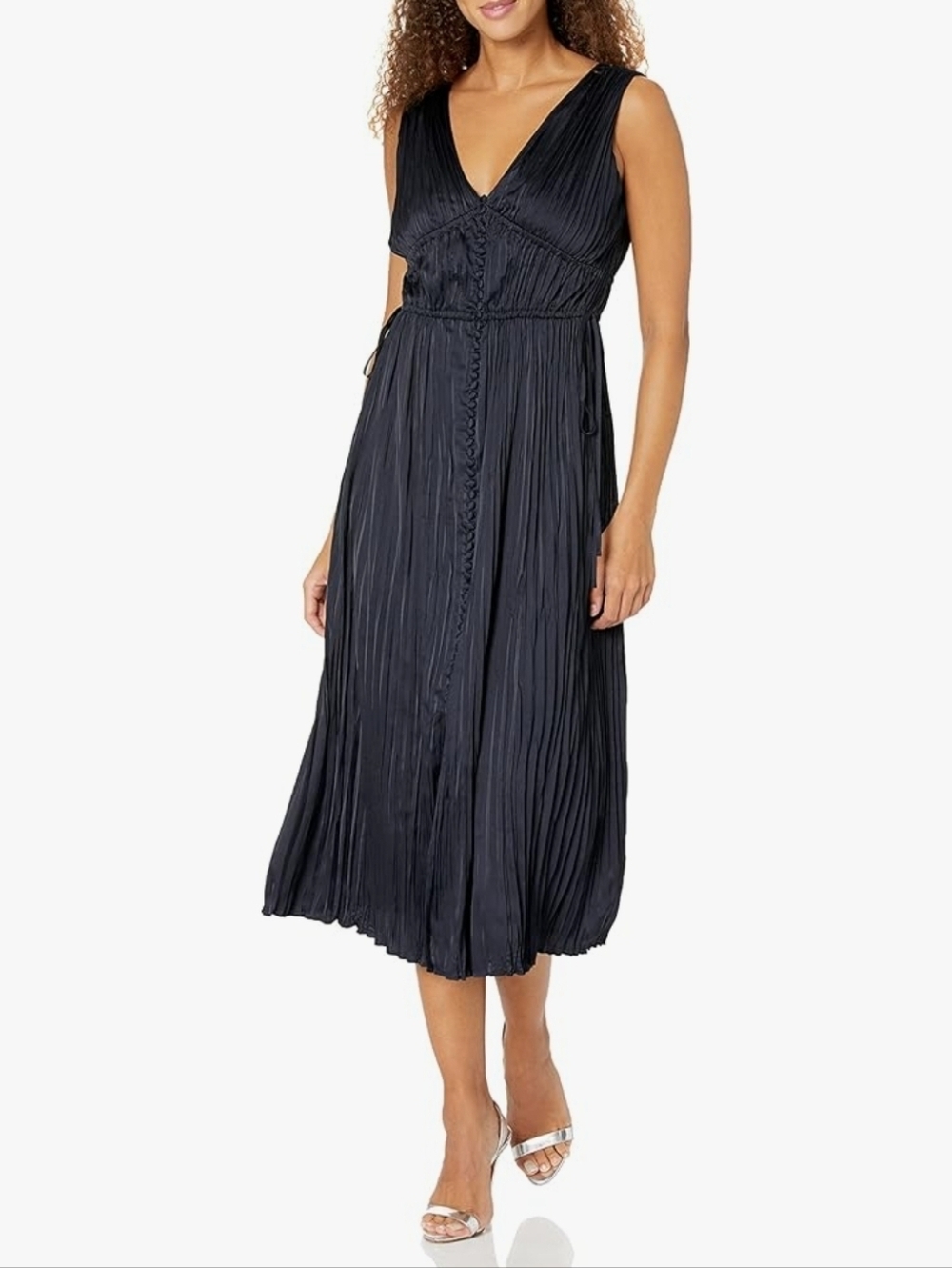 Rebecca Taylor Button-Front Pleated Midi Dress Size M